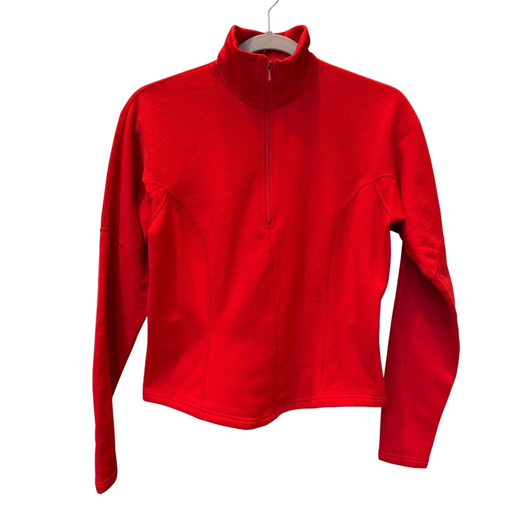Vintage Obermeyer Fleece Quarter Zip Pullover Red M Apres Ski Lodge Retro 90s